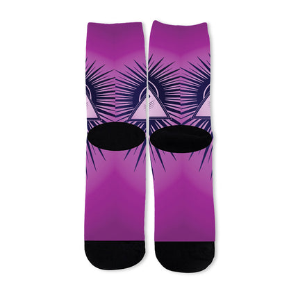 Purple Eye of Providence Print Long Socks