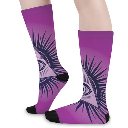Purple Eye of Providence Print Long Socks