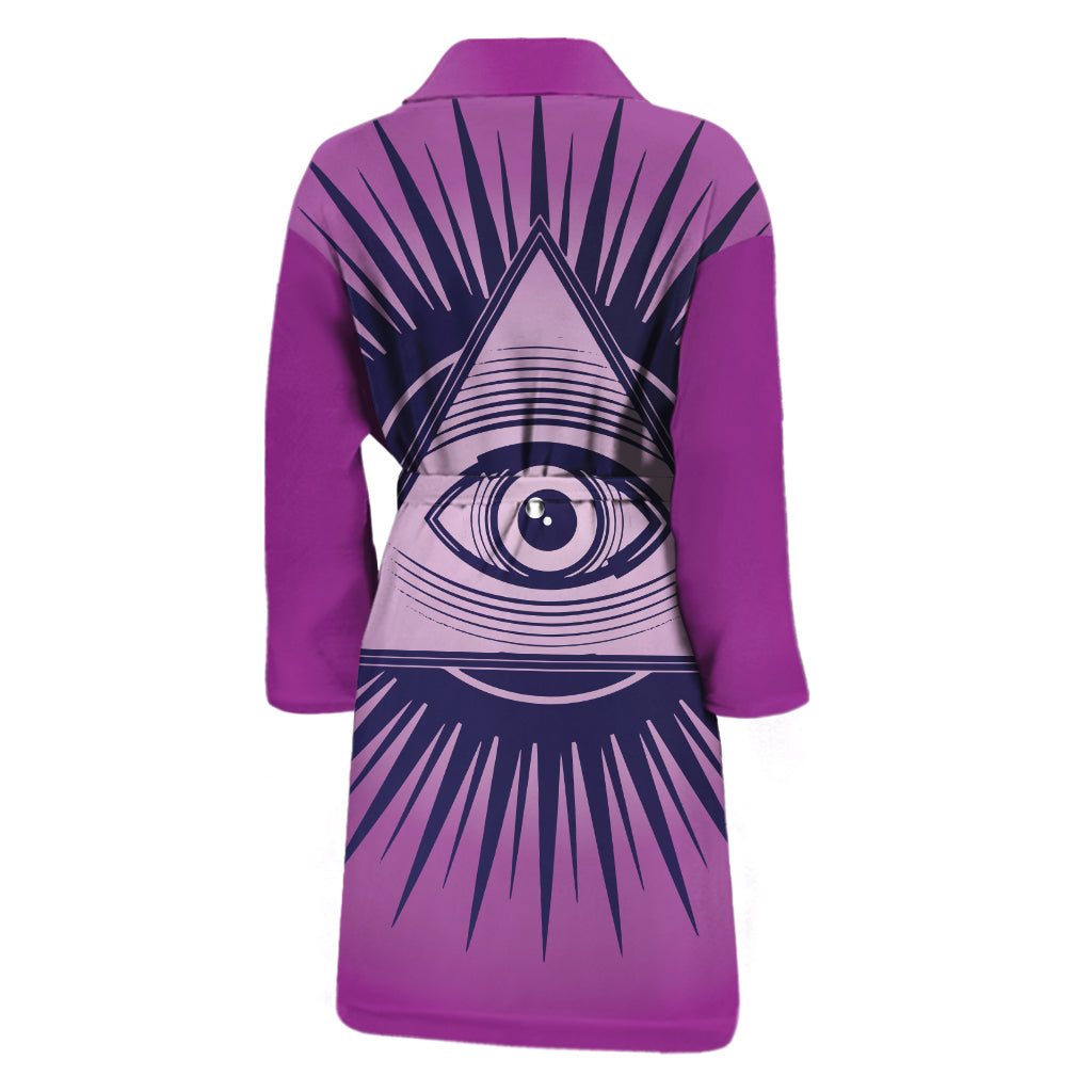 Purple Eye of Providence Print Men's Bathrobe