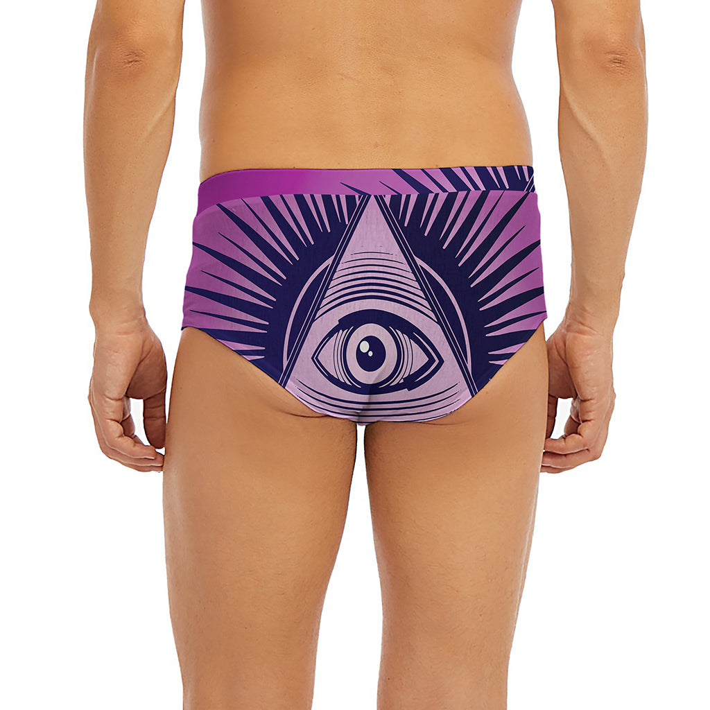 Purple Eye of Providence Print Men's Briefs