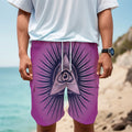 Purple Eye of Providence Print Men's Cargo Shorts