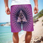 Purple Eye of Providence Print Men's Cargo Shorts