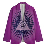 Purple Eye of Providence Print Men's Cotton Blazer