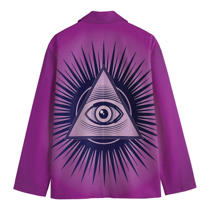 Purple Eye of Providence Print Men's Cotton Blazer