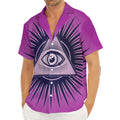 Purple Eye of Providence Print Men's Deep V-Neck Shirt