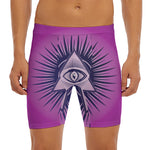 Purple Eye of Providence Print Men's Long Boxer Briefs