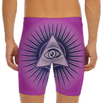 Purple Eye of Providence Print Men's Long Boxer Briefs