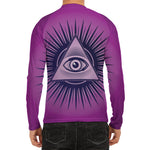Purple Eye of Providence Print Men's Long Sleeve Rash Guard