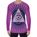 Purple Eye of Providence Print Men's Long Sleeve T-Shirt