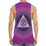 Purple Eye of Providence Print Men's Muscle Tank Top