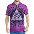 Purple Eye of Providence Print Men's Polo Shirt