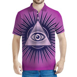 Purple Eye of Providence Print Men's Polo Shirt
