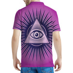 Purple Eye of Providence Print Men's Polo Shirt