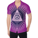Purple Eye of Providence Print Men's Shirt