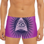 Purple Eye of Providence Print Men's Short Boxer Briefs