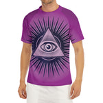 Purple Eye of Providence Print Men's Short Sleeve Rash Guard