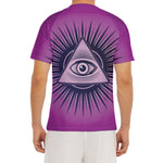 Purple Eye of Providence Print Men's Short Sleeve Rash Guard