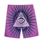 Purple Eye of Providence Print Men's Sports Shorts