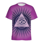 Purple Eye of Providence Print Men's Sports T-Shirt