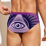 Purple Eye of Providence Print Men's Swim Briefs