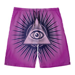 Purple Eye of Providence Print Men's Swim Trunks