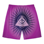 Purple Eye of Providence Print Men's Swim Trunks