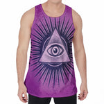 Purple Eye of Providence Print Men's Velvet Tank Top