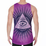 Purple Eye of Providence Print Men's Velvet Tank Top