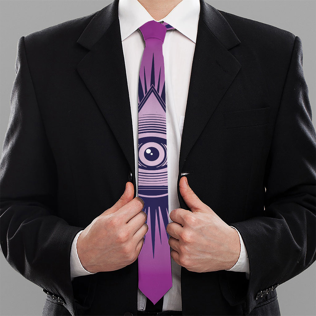 Purple Eye of Providence Print Necktie
