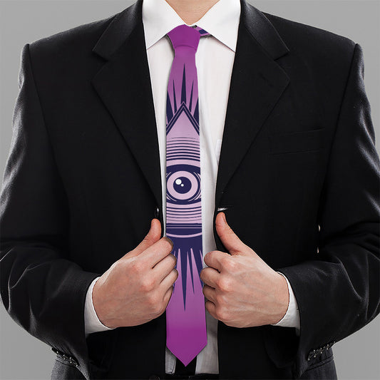 Purple Eye of Providence Print Necktie