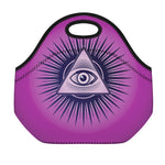 Purple Eye of Providence Print Neoprene Lunch Bag
