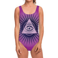 Purple Eye of Providence Print One Piece Swimsuit