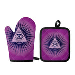 Purple Eye of Providence Print Oven Mitt And Pot Holder Set