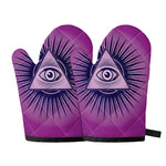 Purple Eye of Providence Print Oven Mitts