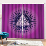 Purple Eye of Providence Print Pencil Pleat Curtains