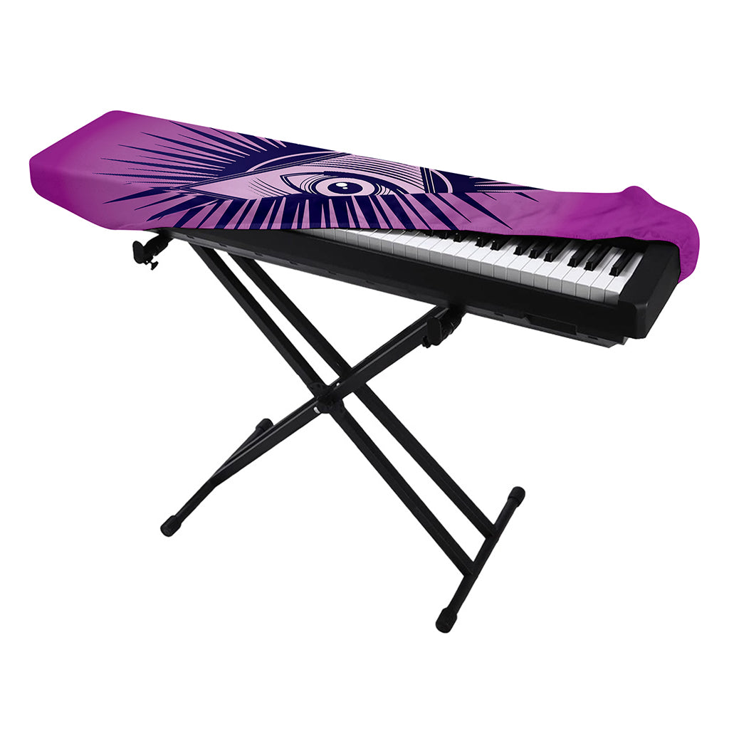 Purple Eye of Providence Print Piano Keyboard Cover