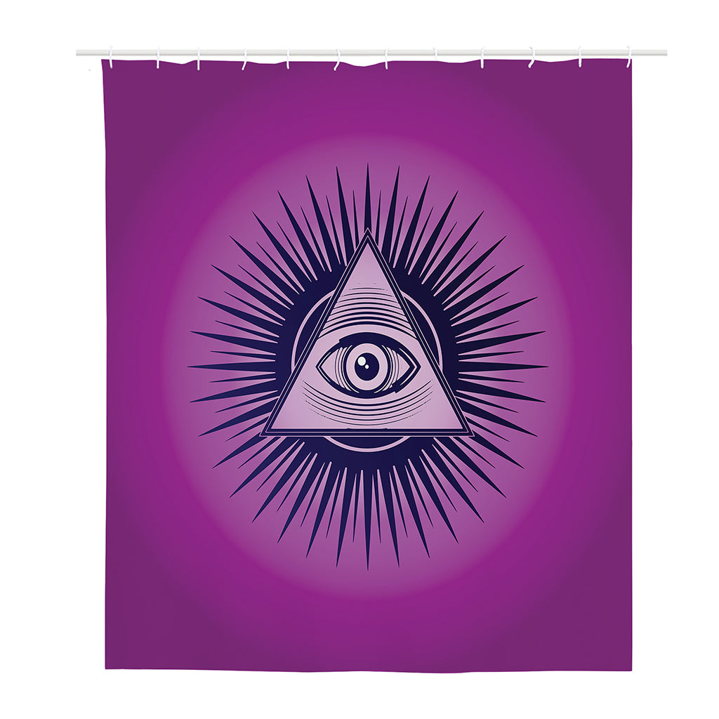 Purple Eye of Providence Print Polyester Shower Curtain