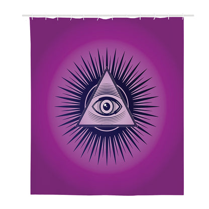 Purple Eye of Providence Print Polyester Shower Curtain
