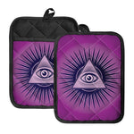 Purple Eye of Providence Print Pot Holders With Pocket