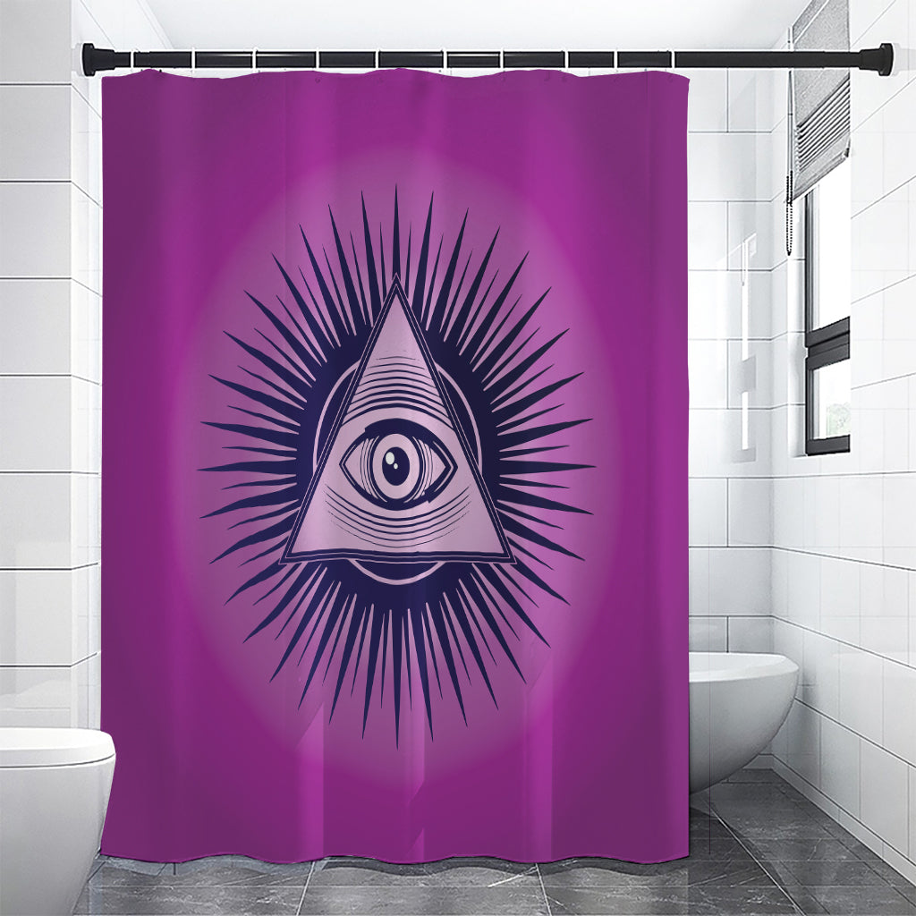Purple Eye of Providence Print Premium Shower Curtain