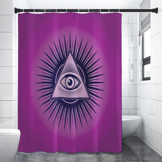 Purple Eye of Providence Print Premium Shower Curtain