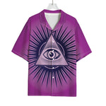 Purple Eye of Providence Print Rayon Hawaiian Shirt