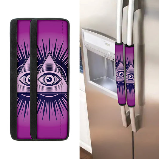Purple Eye of Providence Print Refrigerator Handle Covers