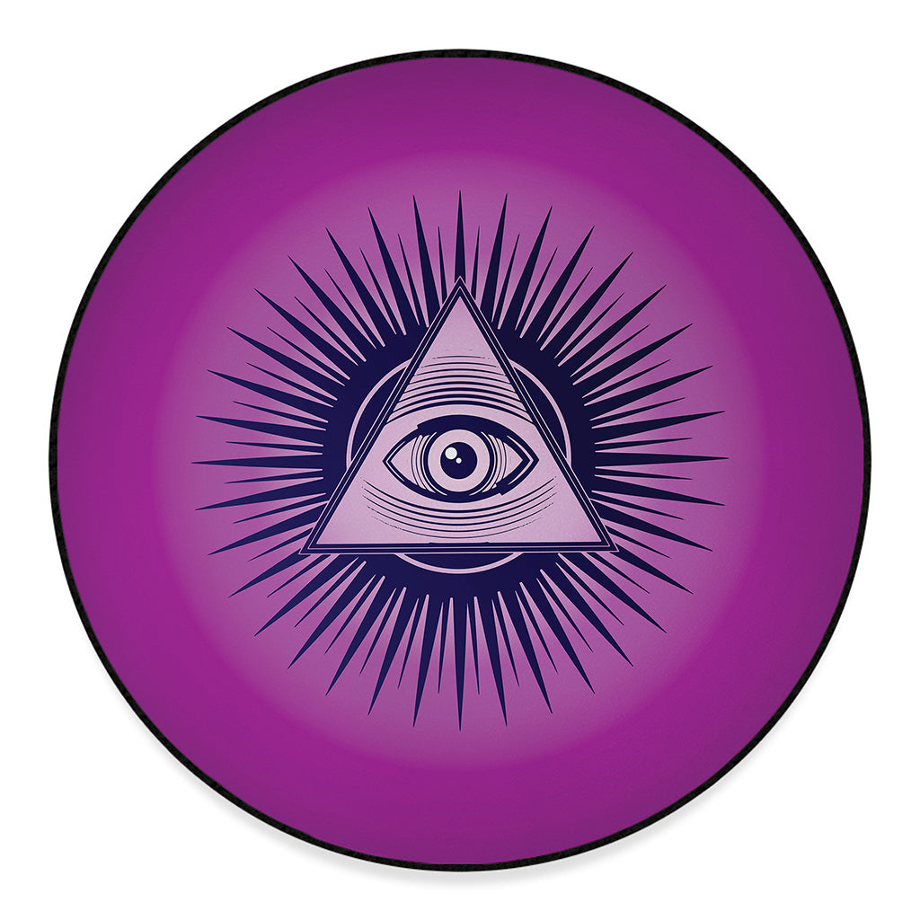 Purple Eye of Providence Print Round Floor Mat