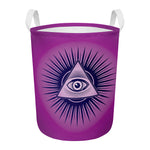 Purple Eye of Providence Print Round Laundry Basket