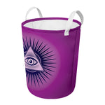 Purple Eye of Providence Print Round Laundry Basket