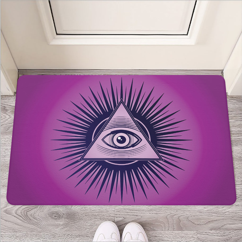 Purple Eye of Providence Print Rubber Doormat