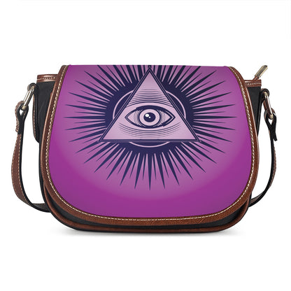 Purple Eye of Providence Print Saddle Bag