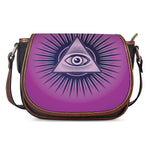 Purple Eye of Providence Print Saddle Bag