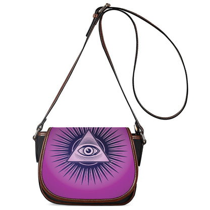 Purple Eye of Providence Print Saddle Bag